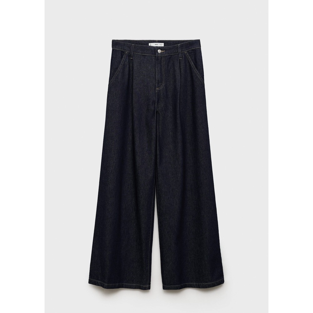 MANGO - Wide leg pleated jeans dark blue - 6 - Woman